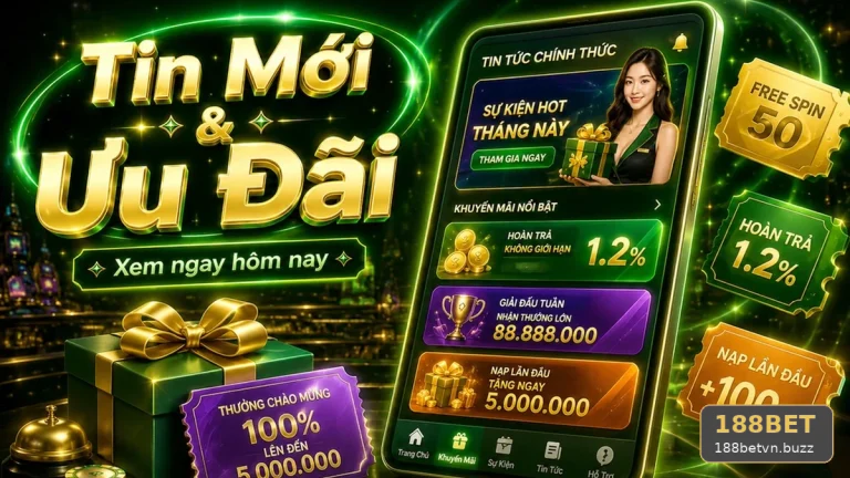 Khuyến Mãi 188BET Tại 188betvn.buzz: Dấu Hiệu Cần Kiểm Tra Tin Mới, Ưu Đãi Và Điều Kiện Nhận Thưởng Theo Chuỗi Trước-Trong-Sau — Góc Kiểm Chứng Theo Tên Miền